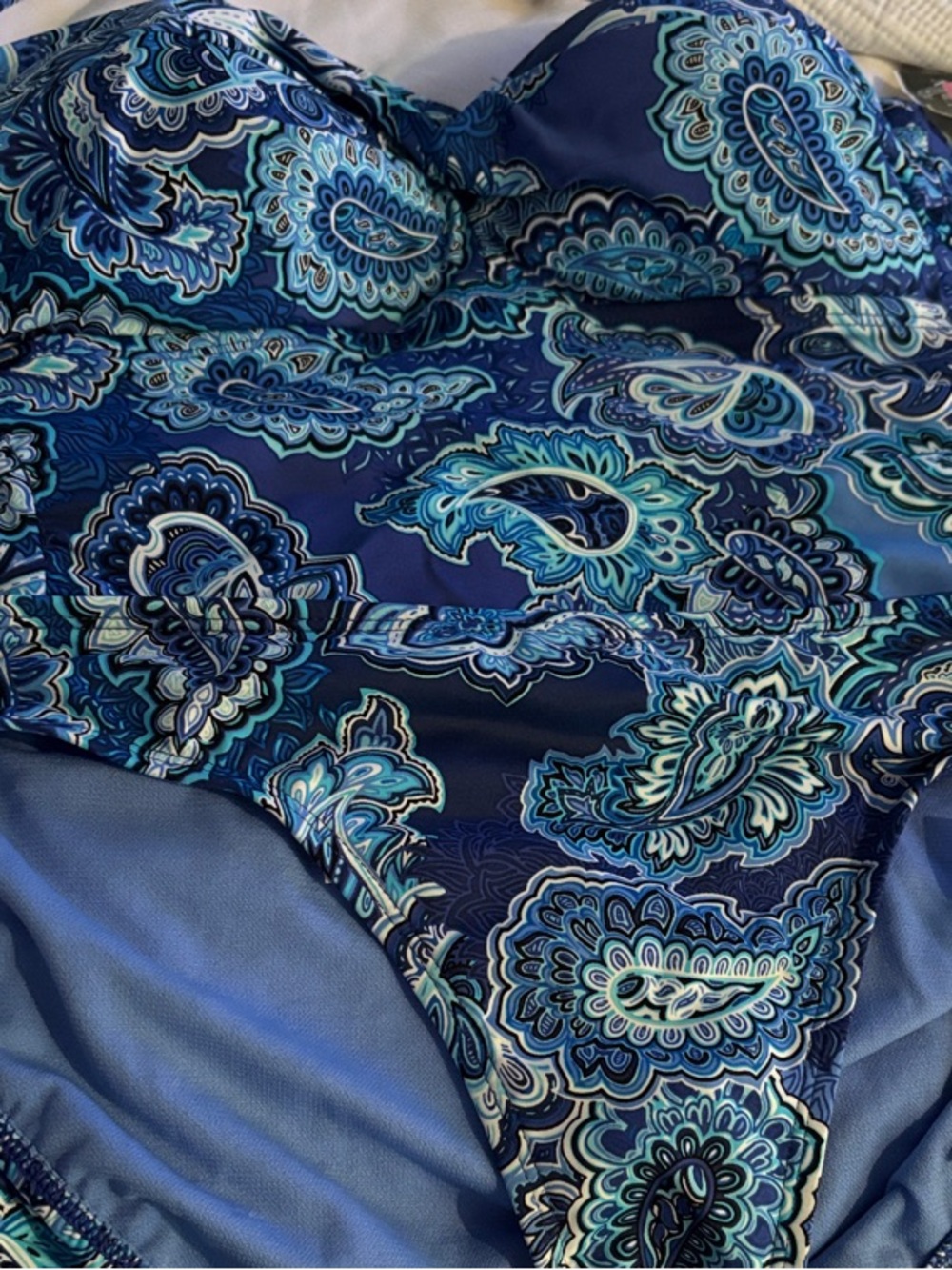 Lauren Ralph Lauren Blue Paisley Strapless One-Piece Swimsuit NWT